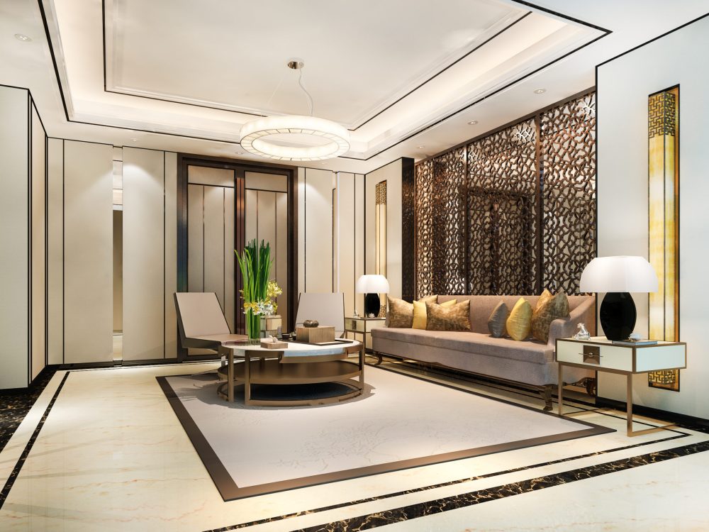 3d rendering luxury classic wall in living room and lobby hall in hotel 3d rendering luxury classic wall in living room and lobby hall in hotel